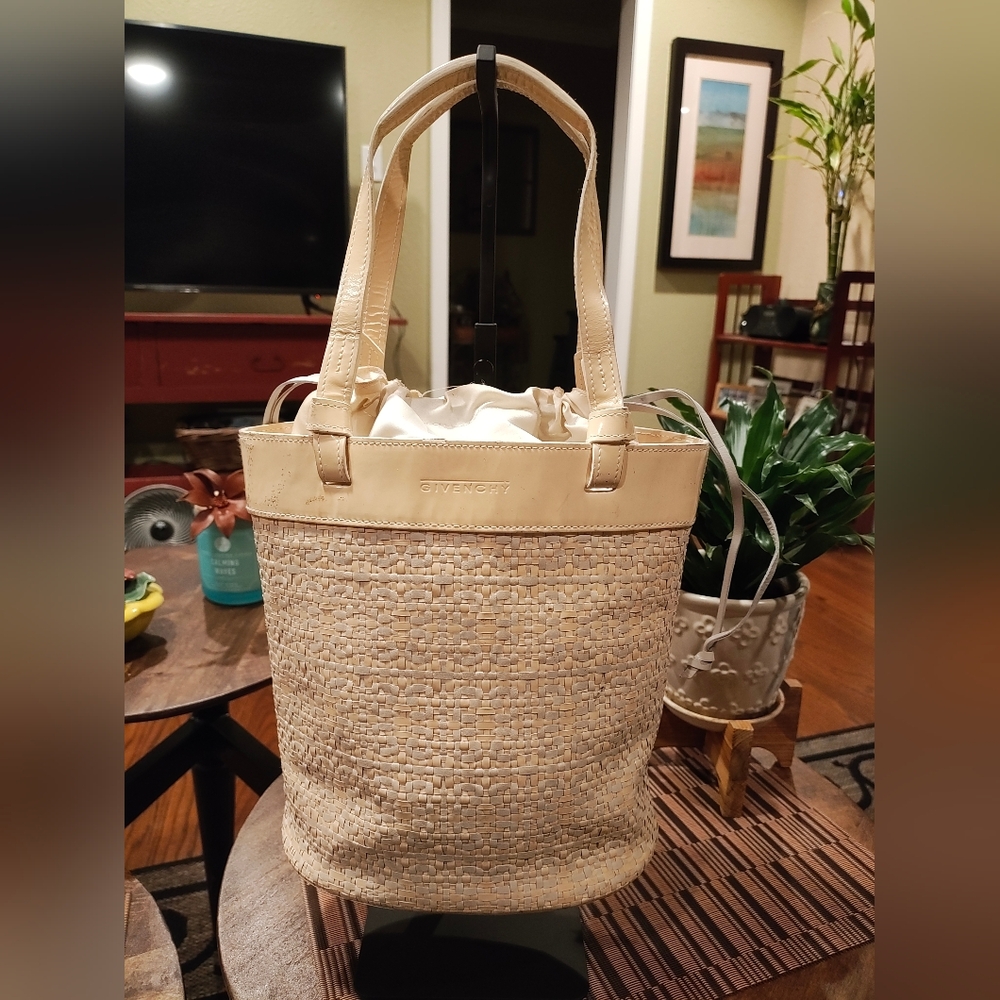 Vintage Givenchy Cream Woven Tote Bag